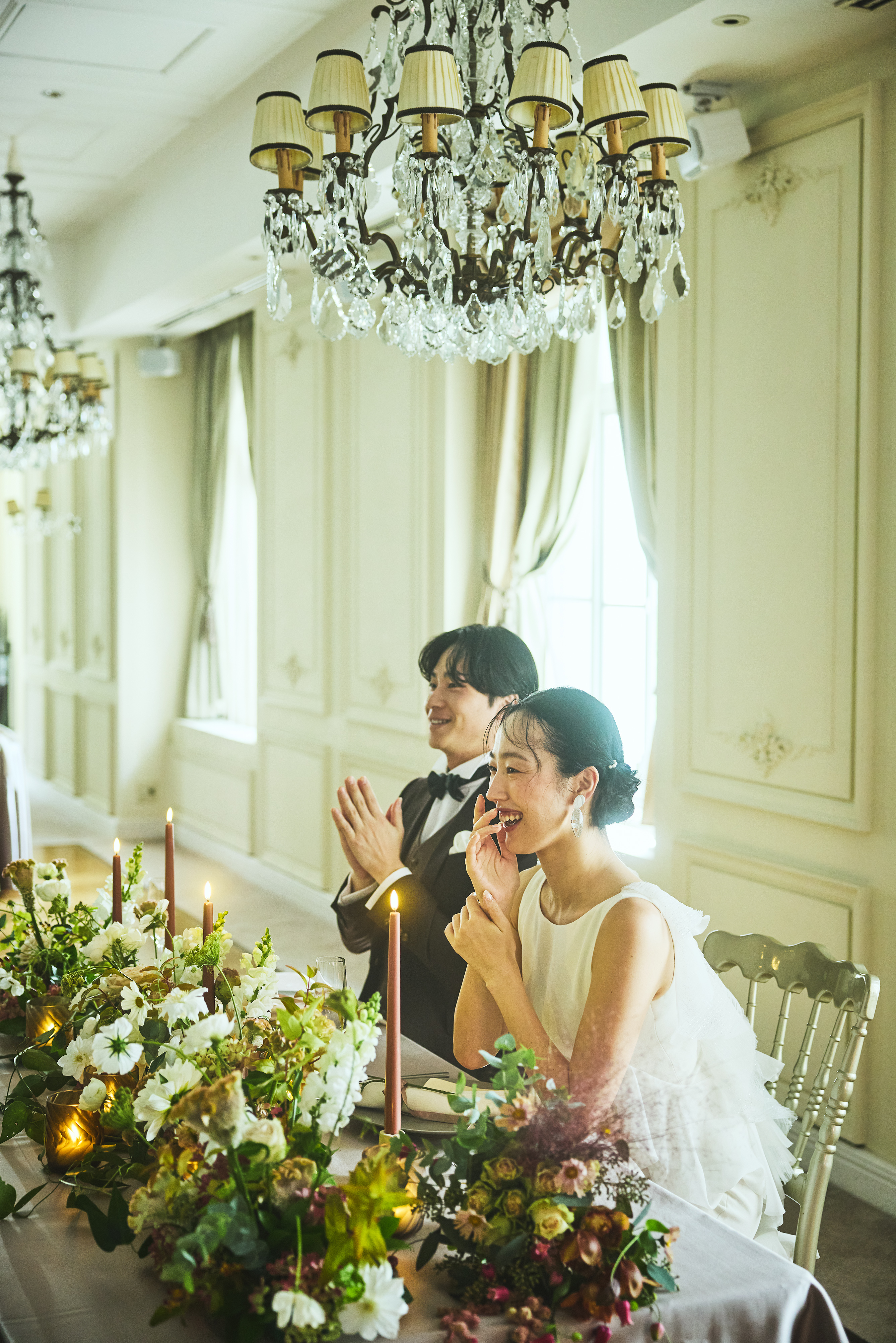 婚礼花作例 ゴールドドレスと胡蝶蘭のブーケ