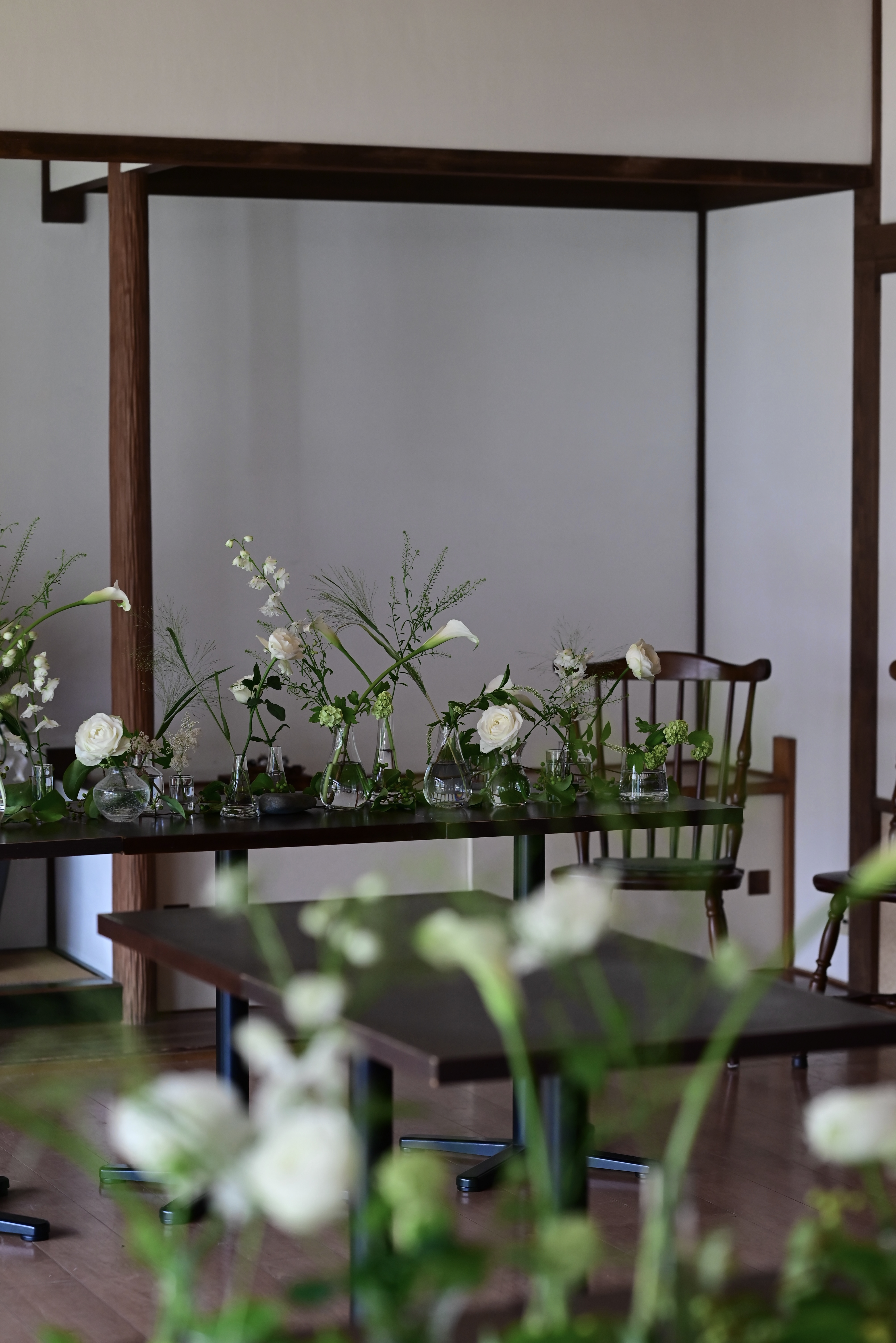 婚礼花作例 和室の花器コーディネート